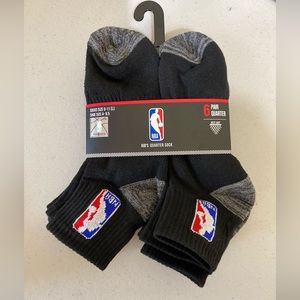 NBA Kids Quarter Sock In Black 6 Pairs Sock Size 9-11 Shoe Size 4-9.5